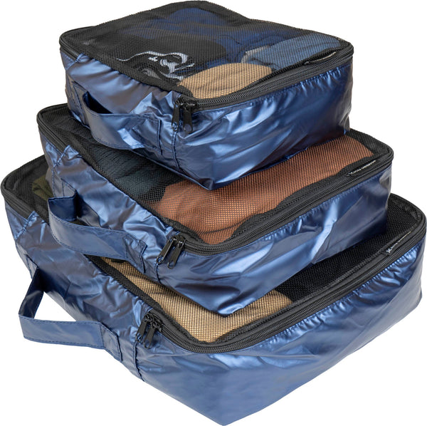 Boarding Pass Recycled Metallic Foldable & Packable Pouch Packing Cubes Set