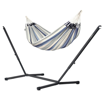 Nautico Anthracite Outdoor Sea Salt - Weather-Resistant Double Hammock with Powder Coated Steel Stand
