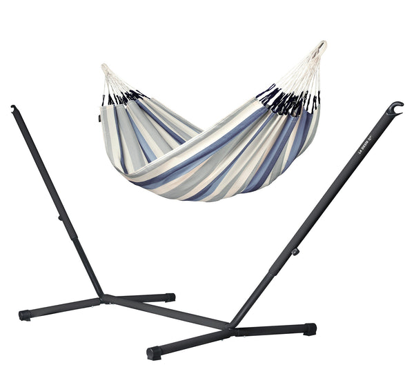 Nautico Anthracite Outdoor Sea Salt - Weather-Resistant Double Hammock with Powder Coated Steel Stand