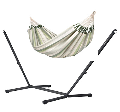 Nautico Anthracite Outdoor Cedar - Weather-Resistant Double Hammock with Powder Coated Steel Stand