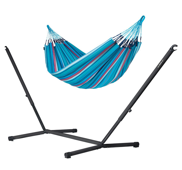 Nautico Anthracite Outdoor Wave - Weather-Resistant Double Hammock with Powder Coated Steel Stand