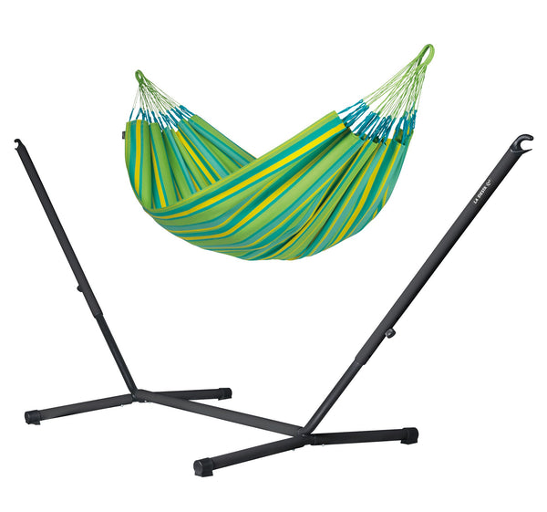 Nautico Anthracite Outdoor Lime - Weather-Resistant Double Hammock with Powder Coated Steel Stand