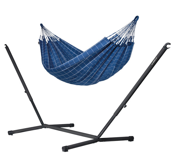 Nautico Anthracite Outdoor Marine - Weather-Resistant Double Hammock with Powder Coated Steel Stand