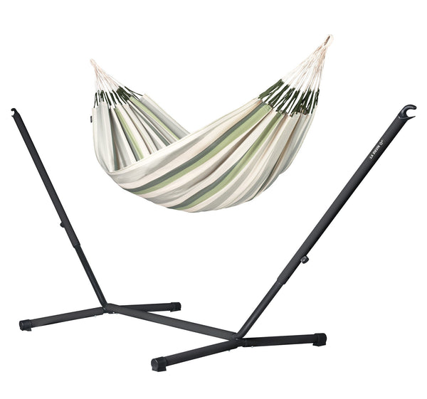Nautico Anthracite Outdoor Cedar -  Weather-Resistant Kingsize Hammock with Powder Coated Steel Stand
