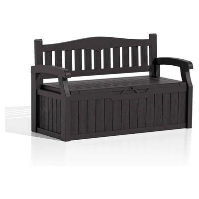 Heavy Duty Brown Plastic Outdoor Storage Garden Bench Patio Deck Box