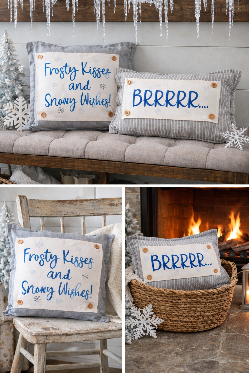 PILLOW ONLY (with fluffy insert): Galvinized Charcoal/Cream Farm Stripes: RECTANGLE CREAM/ DARK CHARCOALSTRIPES PILLOW (with insert)