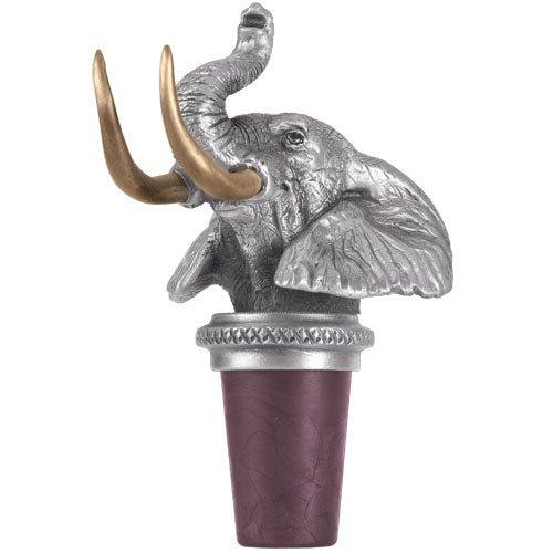 Elephant with Brass Horn Bottle Stopper