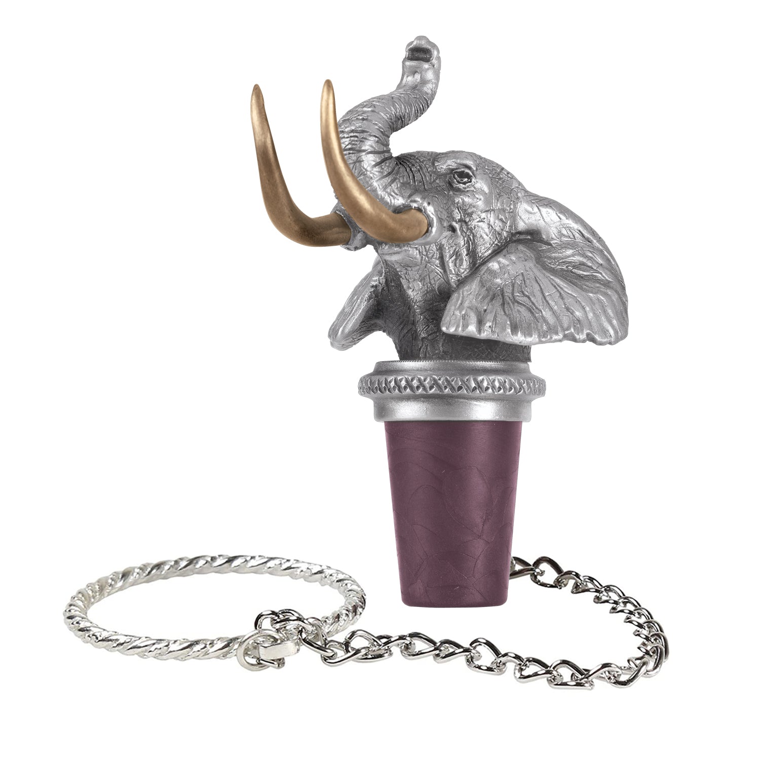 Elephant with Brass Horn Bottle Stopper