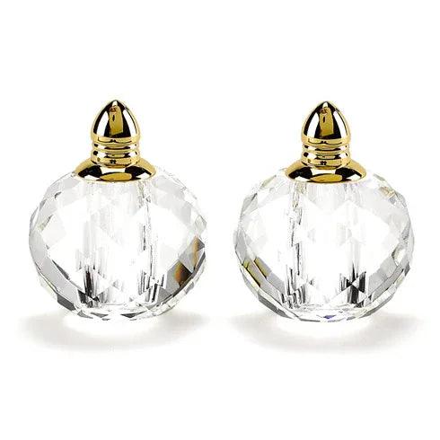 Handmade Lead Free Crystal Pair Salt & Pepper - Zendra Gold H 2.5 in - Gifts for You 'n Me