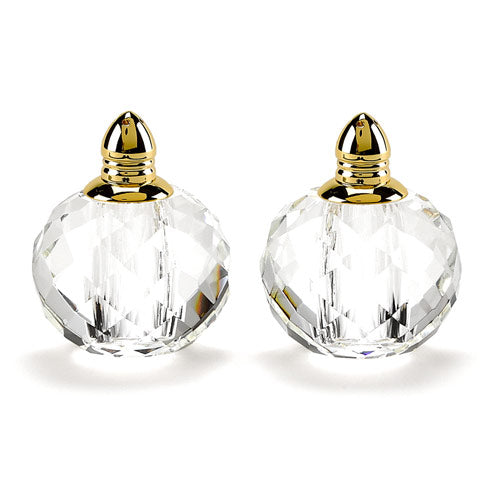 Handmade Lead Free Crystal Pair Salt & Pepper - Zendra Gold H 2.5 in