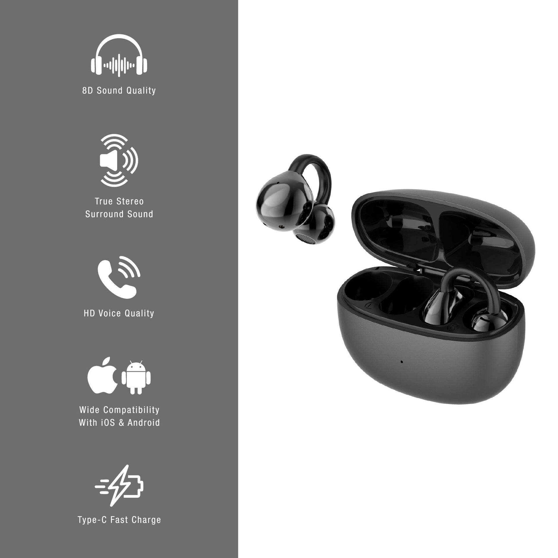 Power & Sound Essentials Bundle – 5-in-1 Folding Wireless Charging Station + True Wireless Earbuds