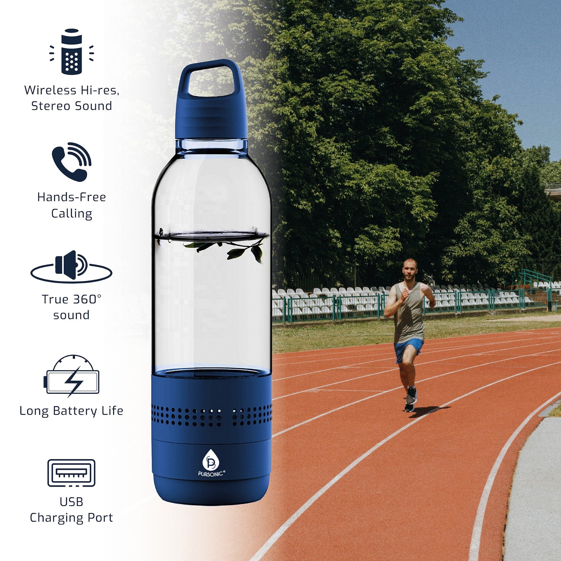 Pursonic 2-in-1 Water Bottle with Built-In Wireless Speaker Pursonic