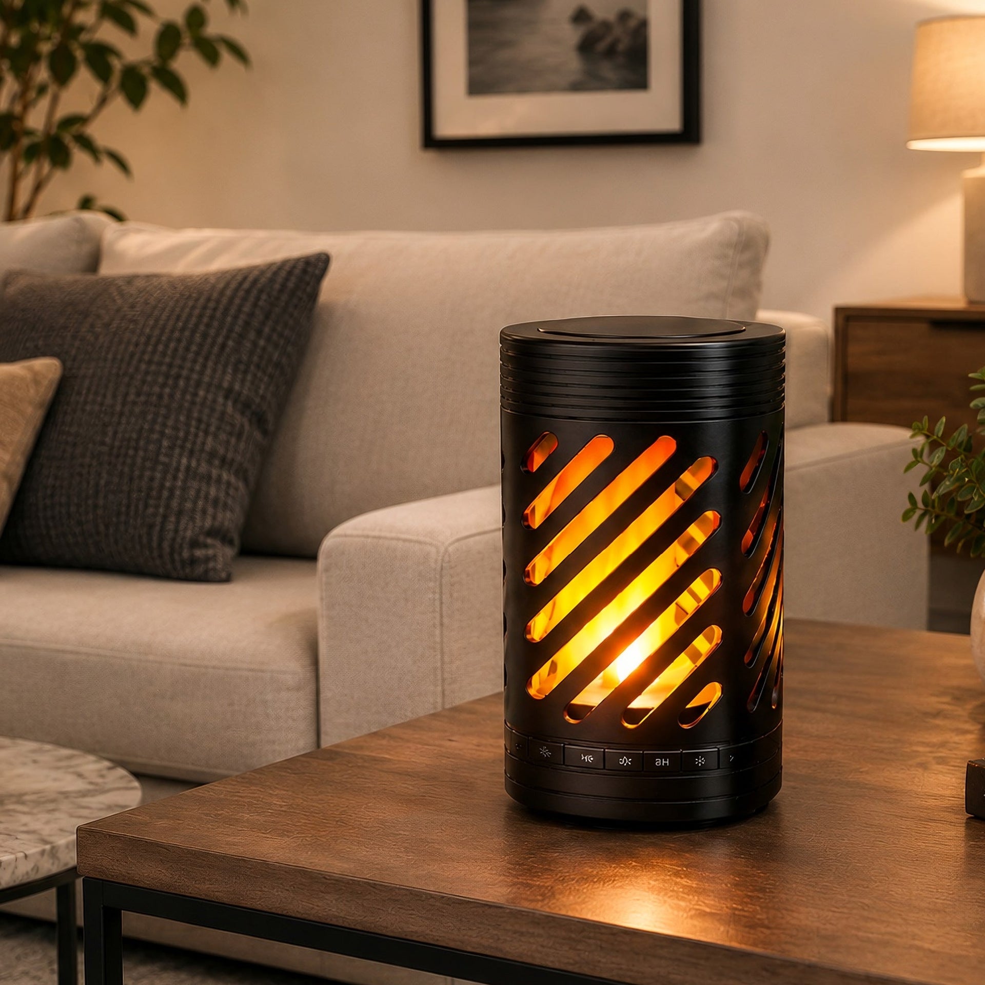 2-in-1 Ambient Flame Lantern Speaker & FlameGlow Aromatherapy Diffuser