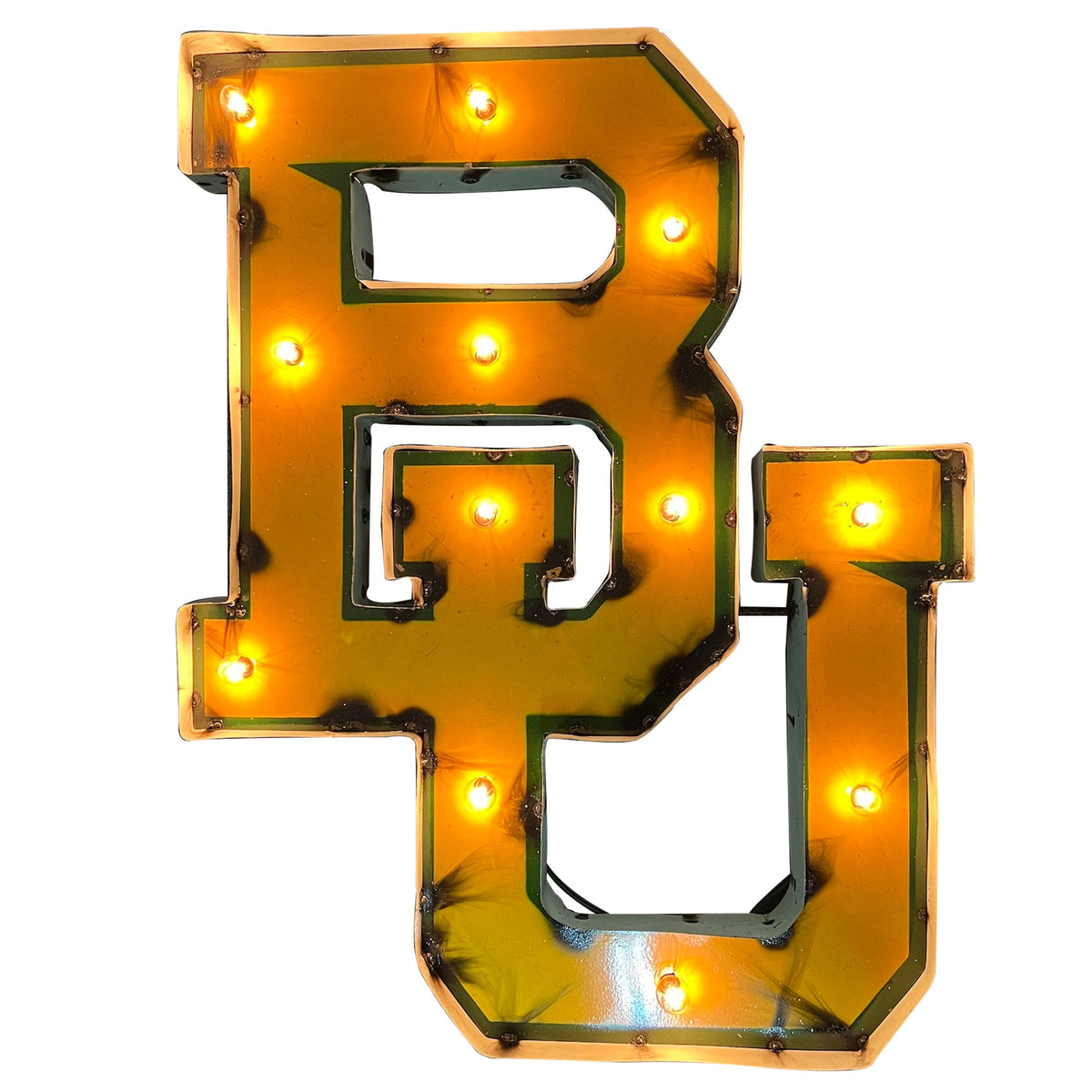 Baylor BU Lighted Recycled Metal Wall Decor