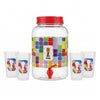 FIFA 1.4 Gal Beverage Dispenser with Red Handle & 4 Plastic Cups 18.5 OZ.