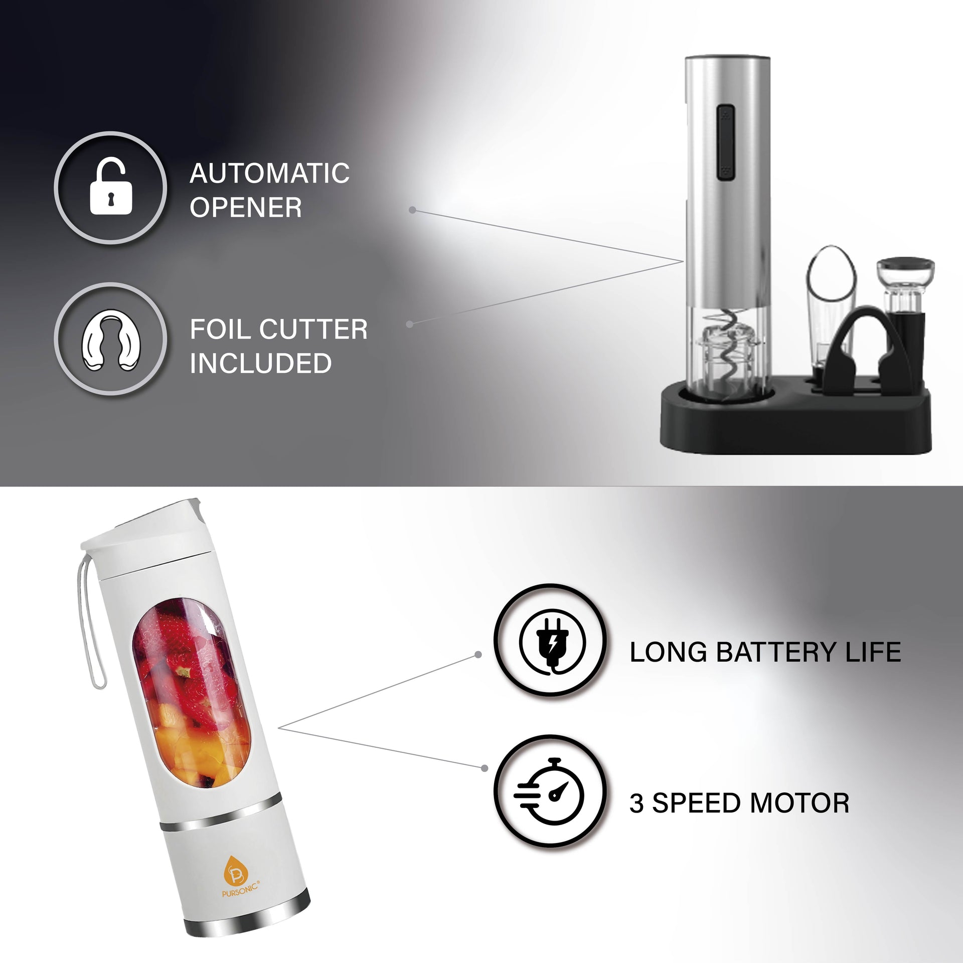 Premium Wine & Juice Duo: Electric Wine Opener + Travel Juicer Blender