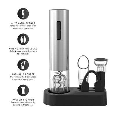 Pursonic 5-Piece Electric Wine Opener Set – 2 PACK Bundle