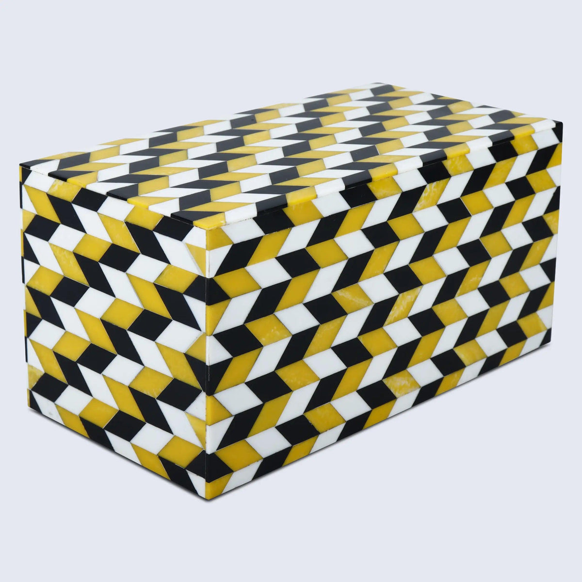 Black White Ochre Resin Inlay Decorative Storage Box Gifts- 8 Sizes