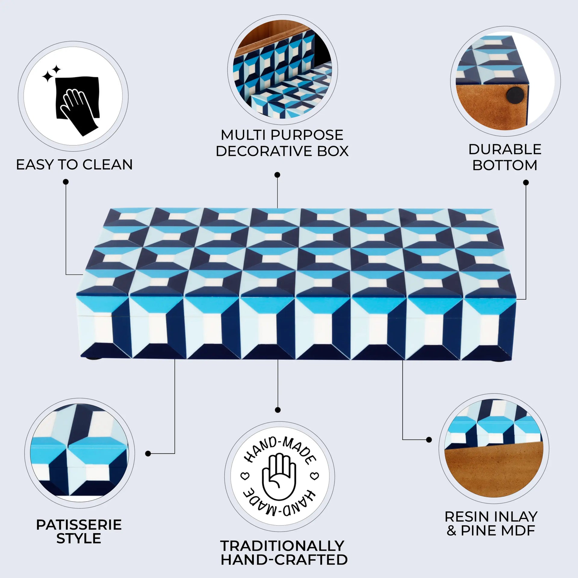 Patisserie Modern Resin Inlay Decorative Storage Box - 7 Sizes