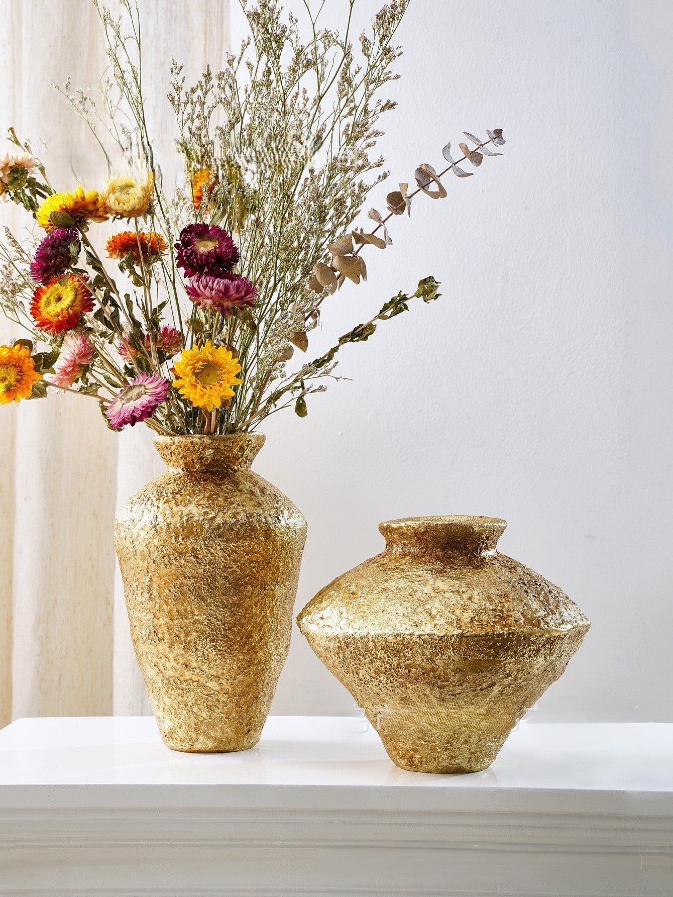 Textured Gold Decorative Vases VagabondVintage
