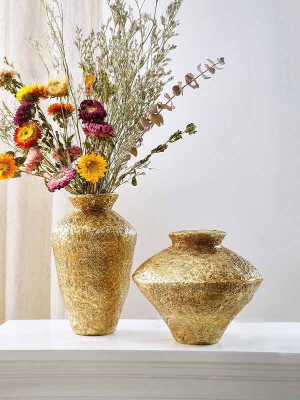 Textured Gold Decorative Vases VagabondVintage