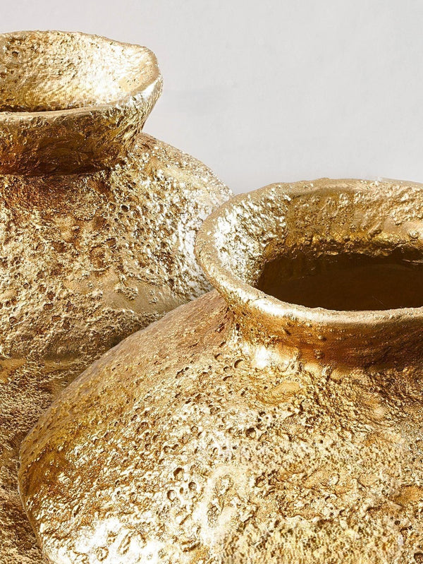 Textured Gold Decorative Vases VagabondVintage