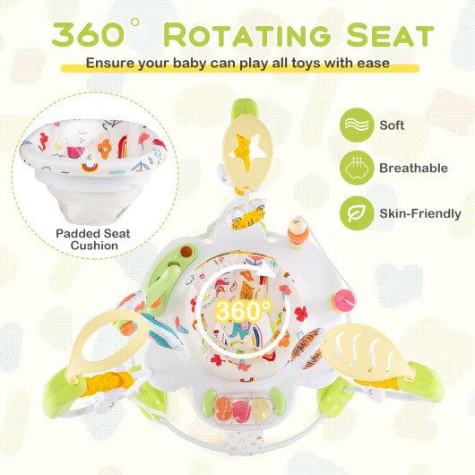 Baby Activity Center Height Adjustable Baby Bouncing Saucer with Interactive Toys-Yellow