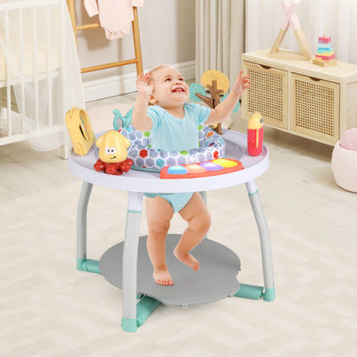 5-in-1 Baby Activity Center Interactive Bounce Seat with Removable Toys-White