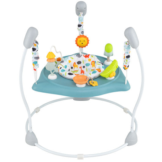 Baby Jump and Play Activity Center with Rotatable Seat and Interactive Toys-Blue