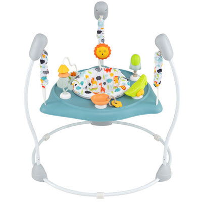 Baby Jump and Play Activity Center with Rotatable Seat and Interactive Toys-Blue