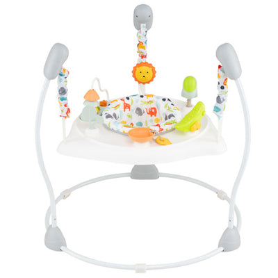 Baby Jump and Play Activity Center with Rotatable Seat and Interactive Toys-White