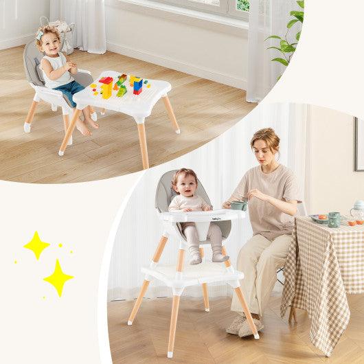 5-in-1 Baby Wooden Convertible High Chair -Gray