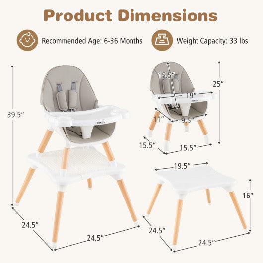5-in-1 Baby Wooden Convertible High Chair -Gray