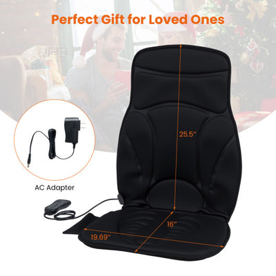 Back Massager Seat Cushion with Heat and 10 Vibration Motors for Pain Relief-Black