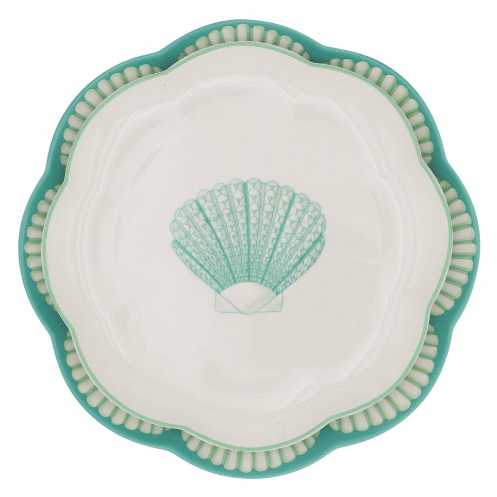 Balearic Blu Scalloped Ceramic Starter Plates – Set of 4 (+1 Bonus Plate)