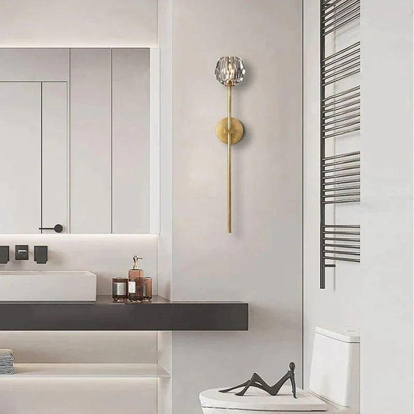 Luxury Crystal Wall Sconce Brass Bedroom Vanity Light