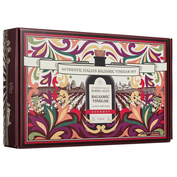 Balsamic Vinegar Gourmet Gift Set of 6 - Premium Made In Italy, Natural Flavors Include Garlic, Chili, Fig, Basil, Lemon & Classic, Italian Crafted Glaze For Cooking