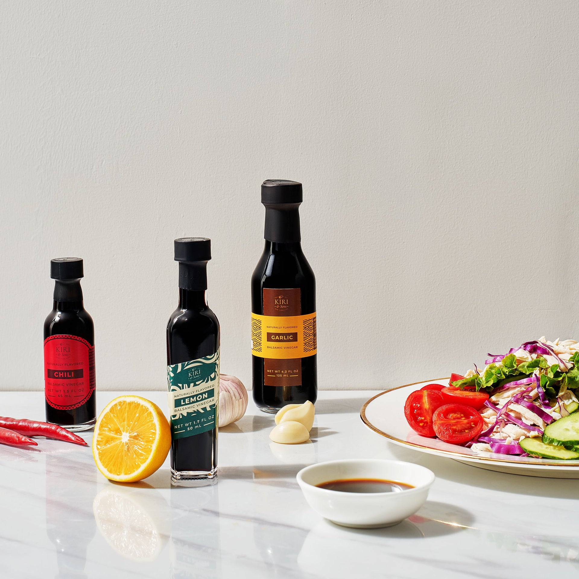 Balsamic Vinegar Gourmet Gift Set of 6 - Premium Made In Italy, Natural Flavors Include Garlic, Chili, Fig, Basil, Lemon & Classic, Italian Crafted Glaze For Cooking