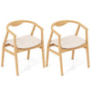 Bamboo Accent Chair with Armrest and Curved Backrest-Natural - Natural