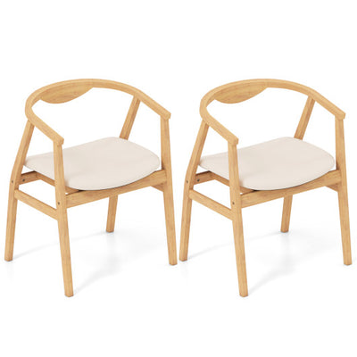 Bamboo Accent Chair with Armrest and Curved Backrest-Natural