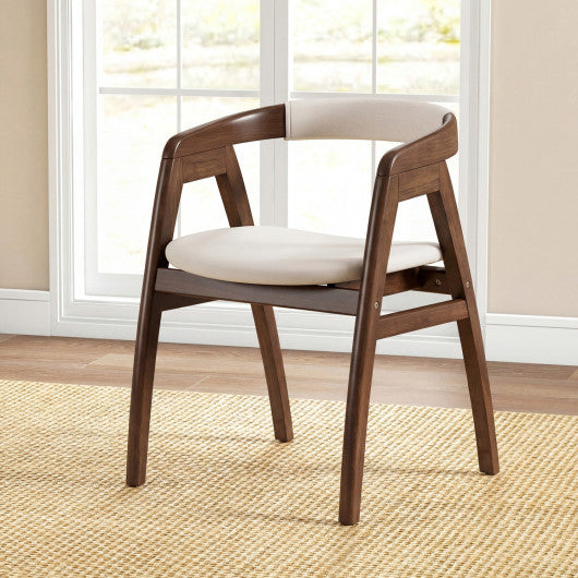 Bamboo Upholstered Dining Chair with Curved Back-Walnut