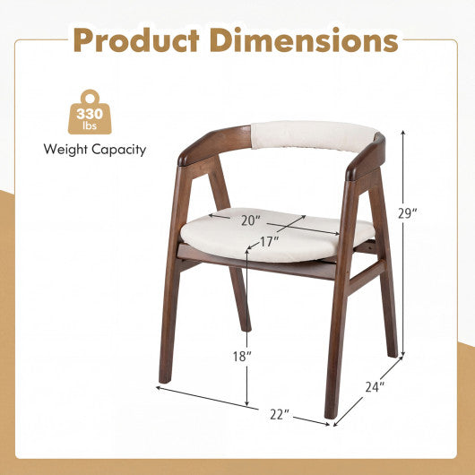 Bamboo Upholstered Dining Chair with Curved Back-Walnut