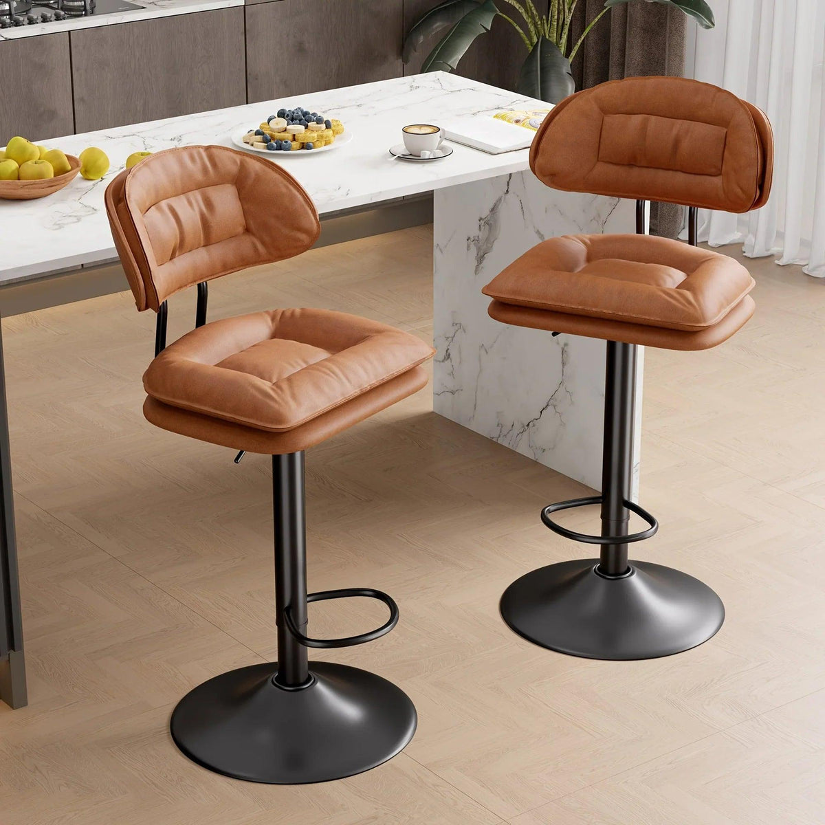 Bar Stools - Adjustable Modern Leather Set