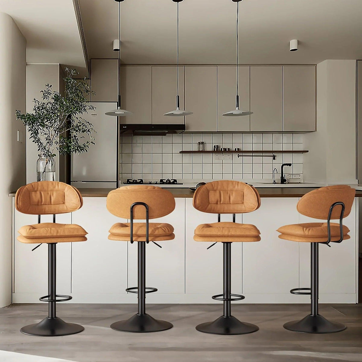 Bar Stools - Adjustable Modern Leather Set