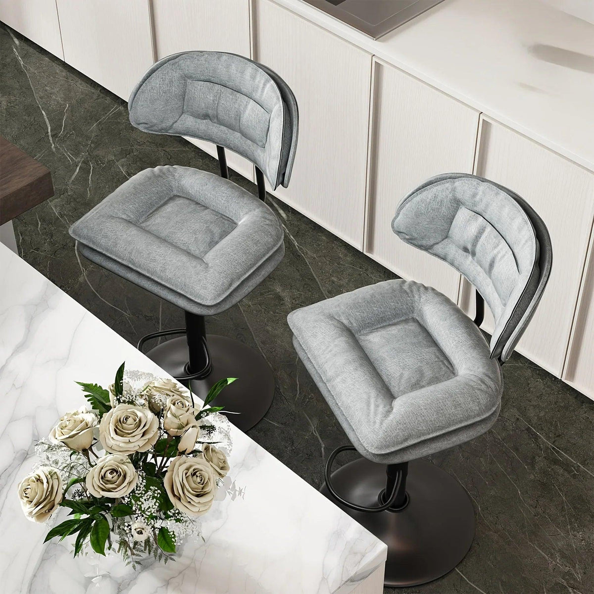 Bar Stools - Adjustable Modern Leather Set