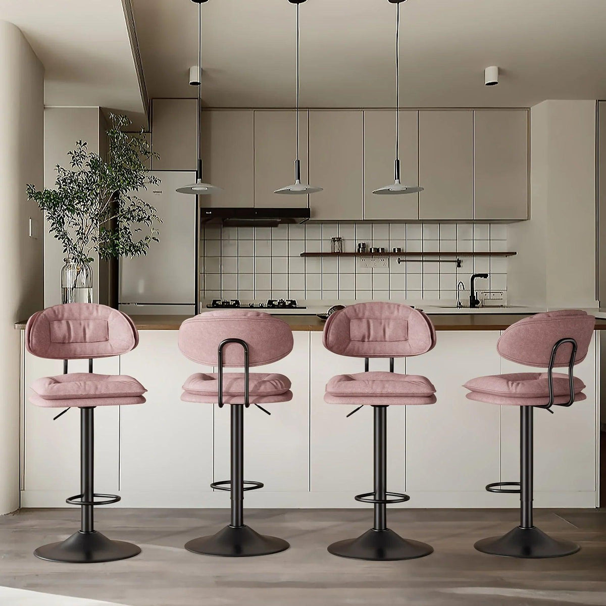 Bar Stools - Adjustable Modern Leather Set