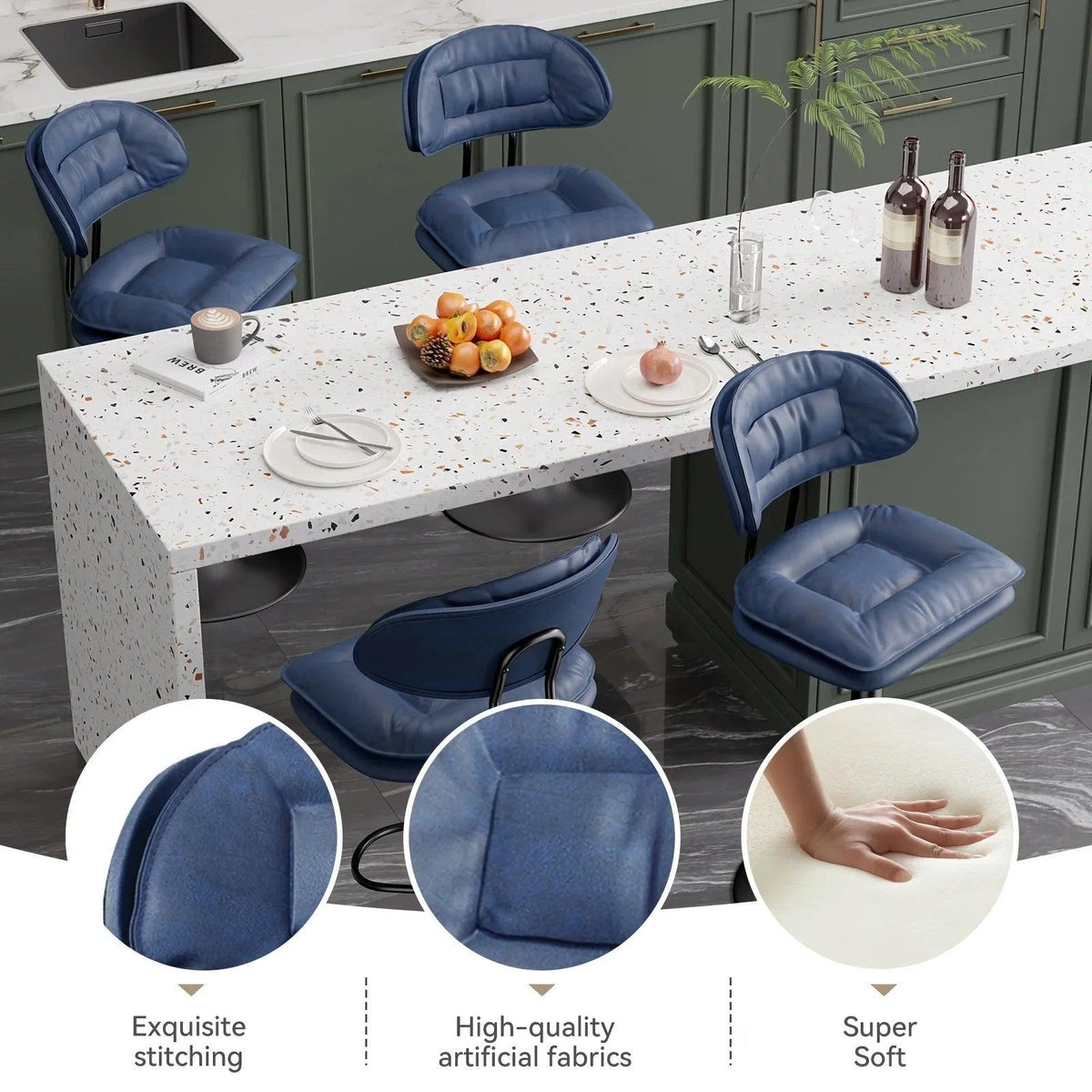 Bar Stools - Adjustable Modern Leather Set