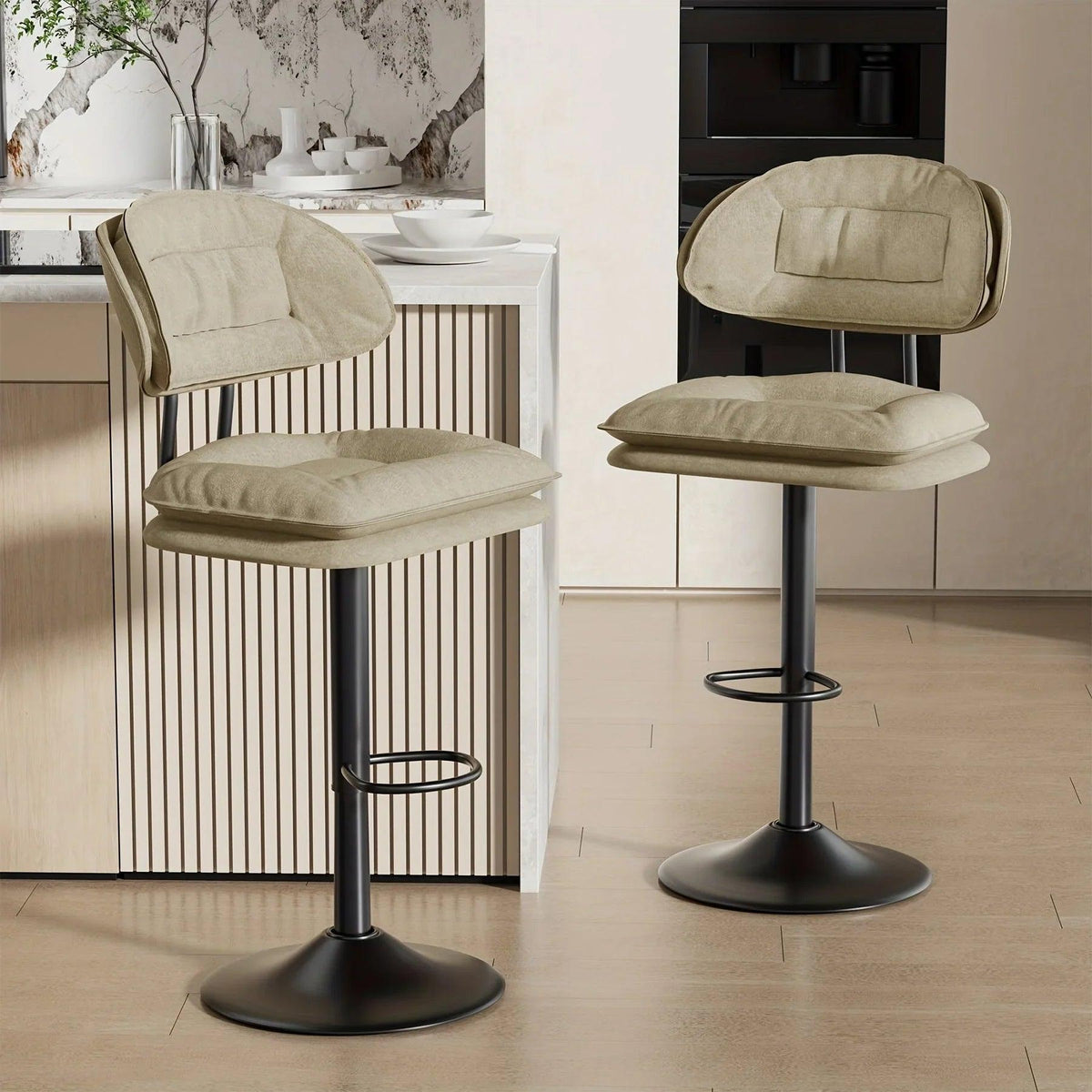 Bar Stools - Adjustable Modern Leather Set
