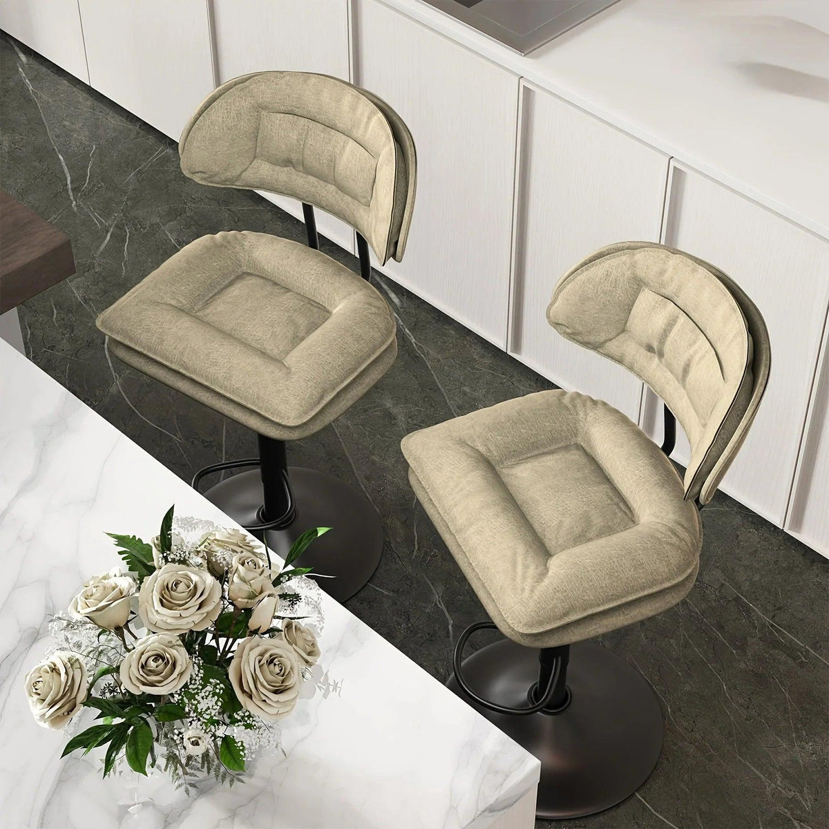 Bar Stools - Adjustable Modern Leather Set