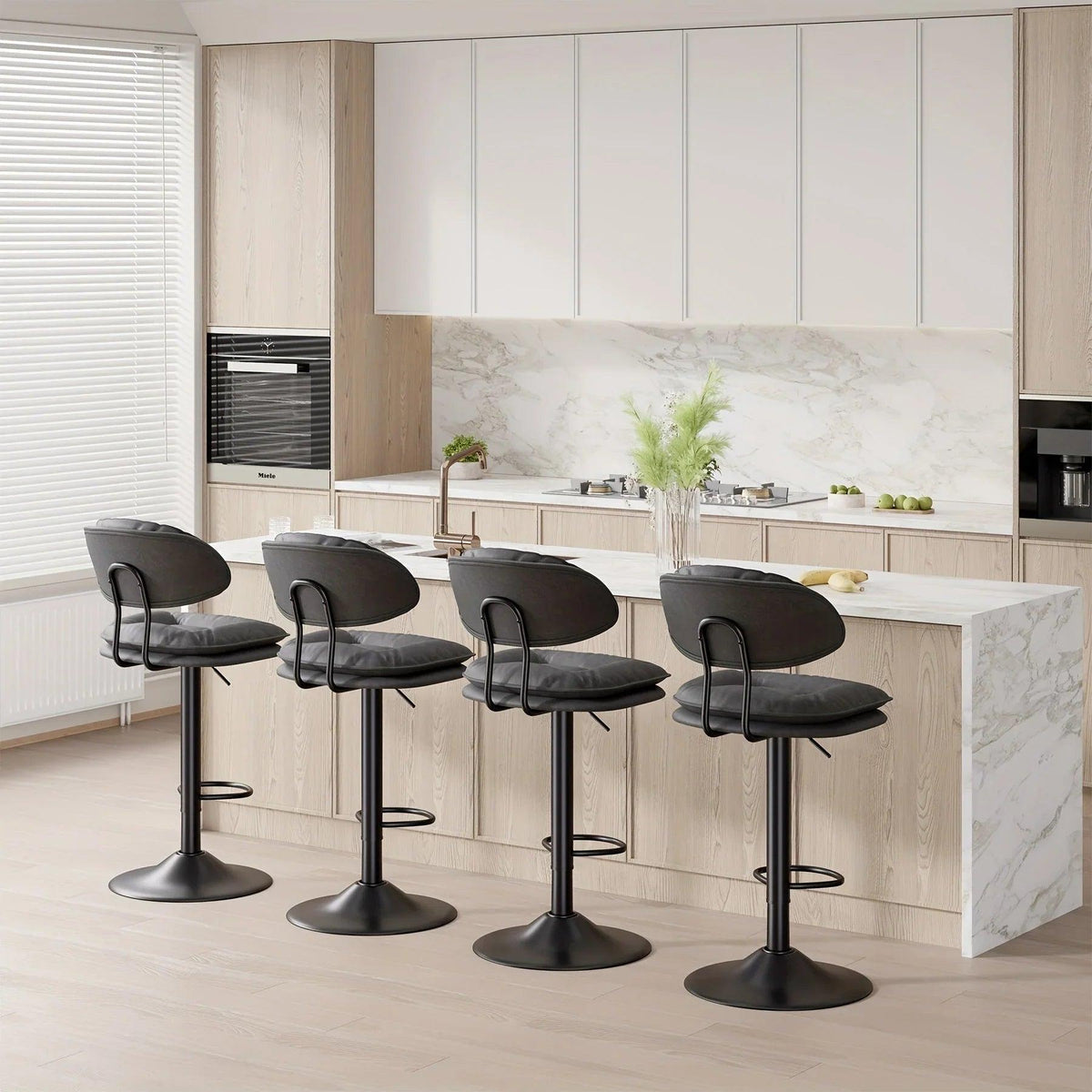 Bar Stools - Adjustable Modern Leather Set